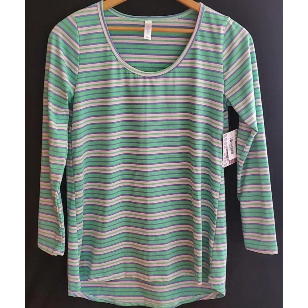 𝅺Womens Colorful Lularoe Lynnae Long Sleeve T-Shirt Size Medium New NWT Striped